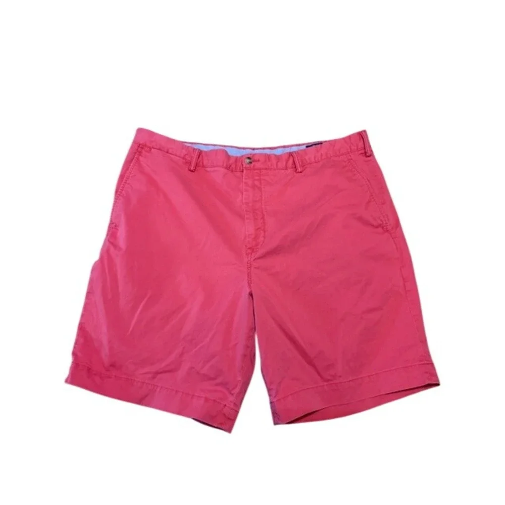 Polo Ralph Lauren Men Coral Stretch Cotton Twill Chino Shorts Size 40 Flat Front